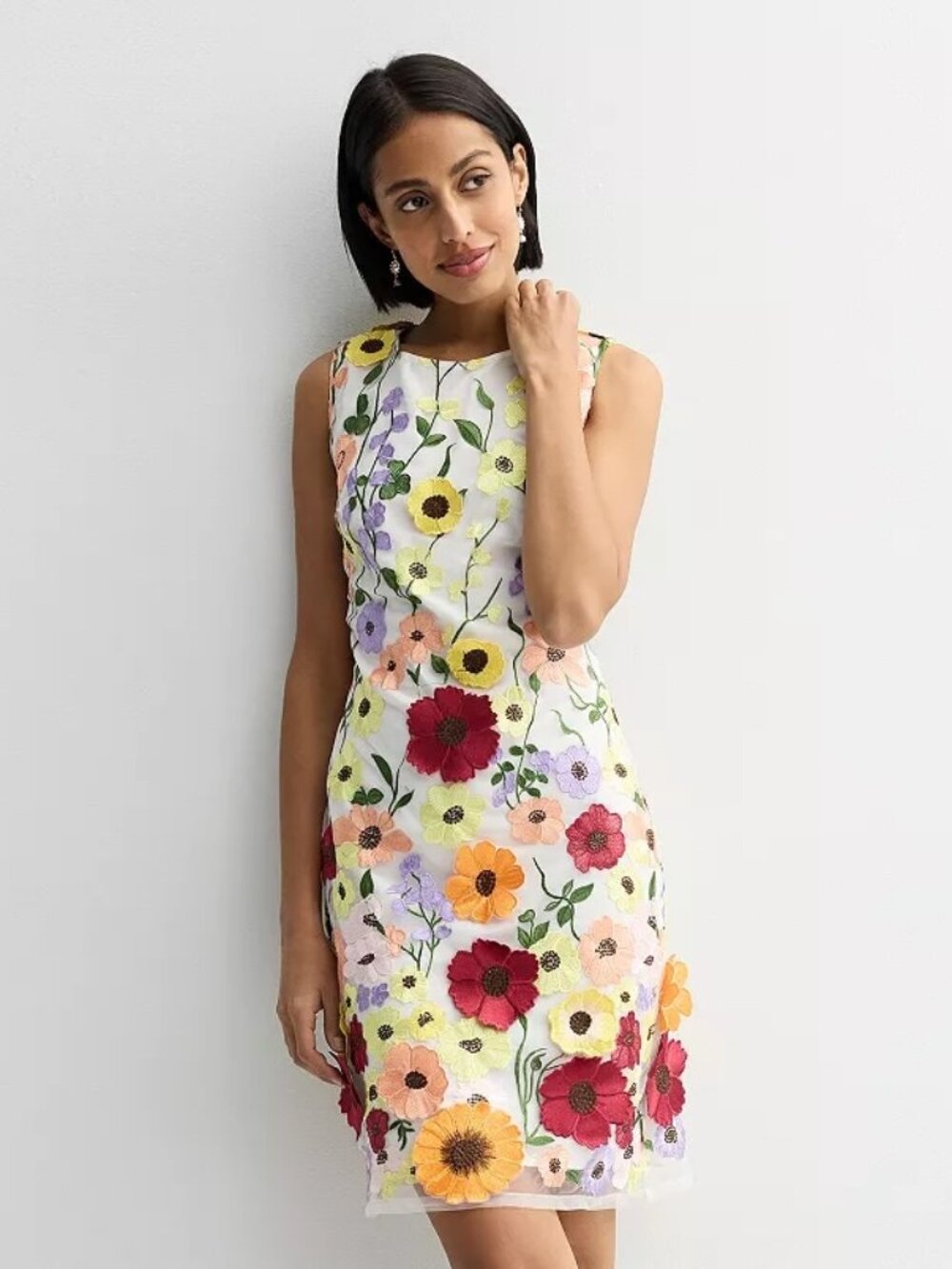 NWT Nicole Miller 3D Floral Sheath Dress Women's Size 14